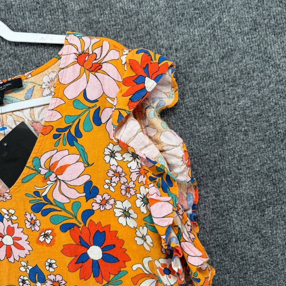 Marc New York Andrew Marc Top Womens XL Floral Linen Blend Garden Summer Resort - Picture 3 of 8